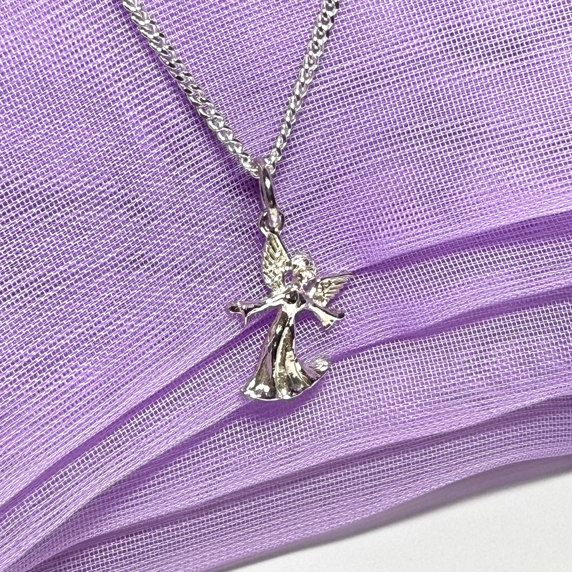 Small Angel Charm Sterling Silver Necklace Pendant