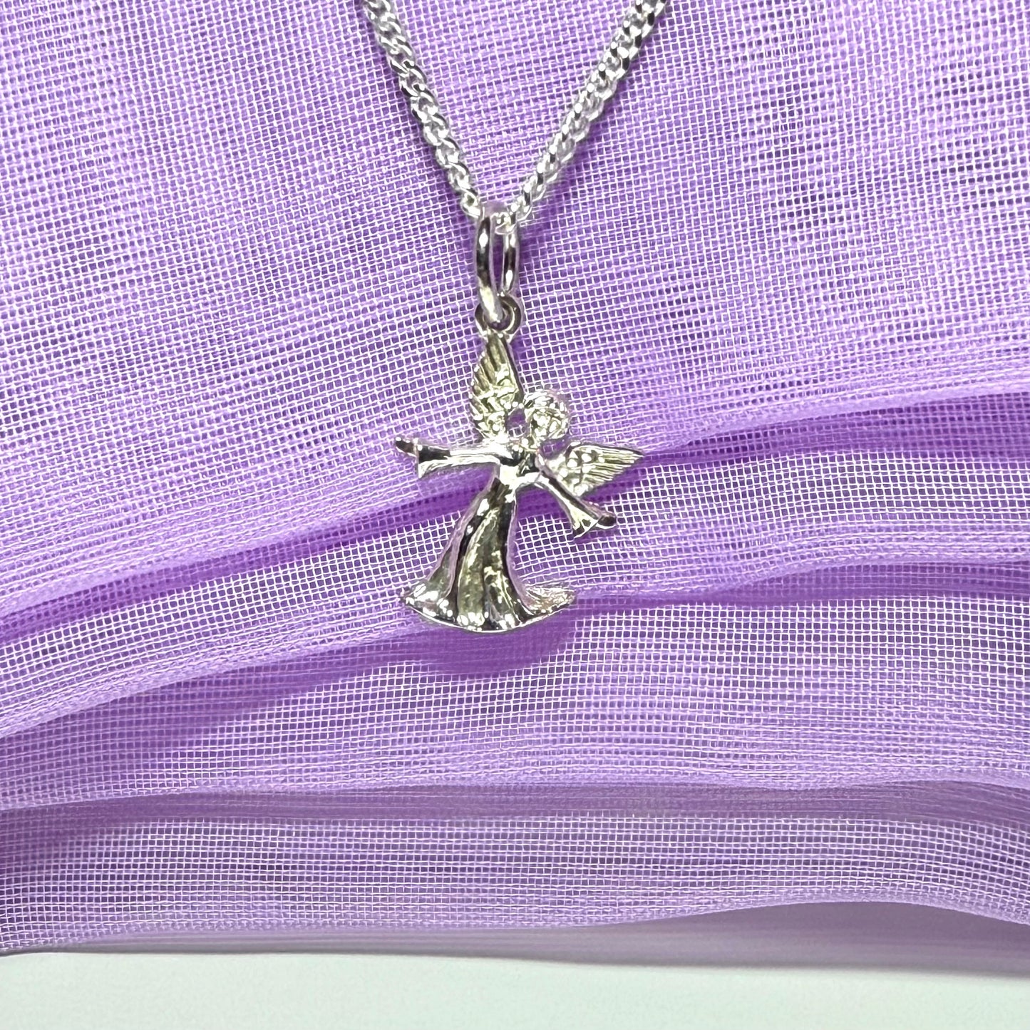 Small Angel Charm Sterling Silver Necklace Pendant