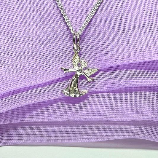 Small Angel Charm Sterling Silver Necklace Pendant
