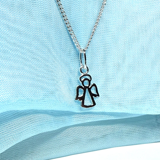 Small Angel shaped sterling silver necklace pendant
