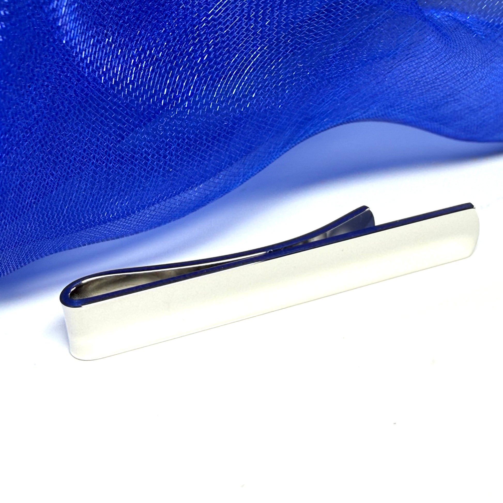 Small Short Tie Bar Silver Plated Skinny Tie Slide Clip