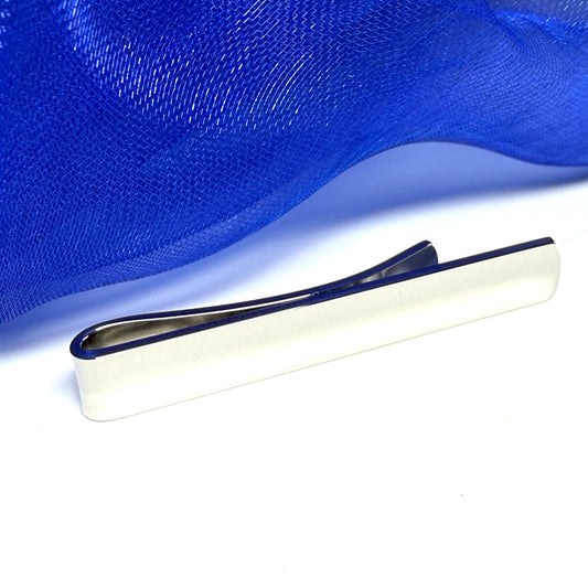 Small Short Tie Bar Silver Plated Skinny Tie Slide Clip