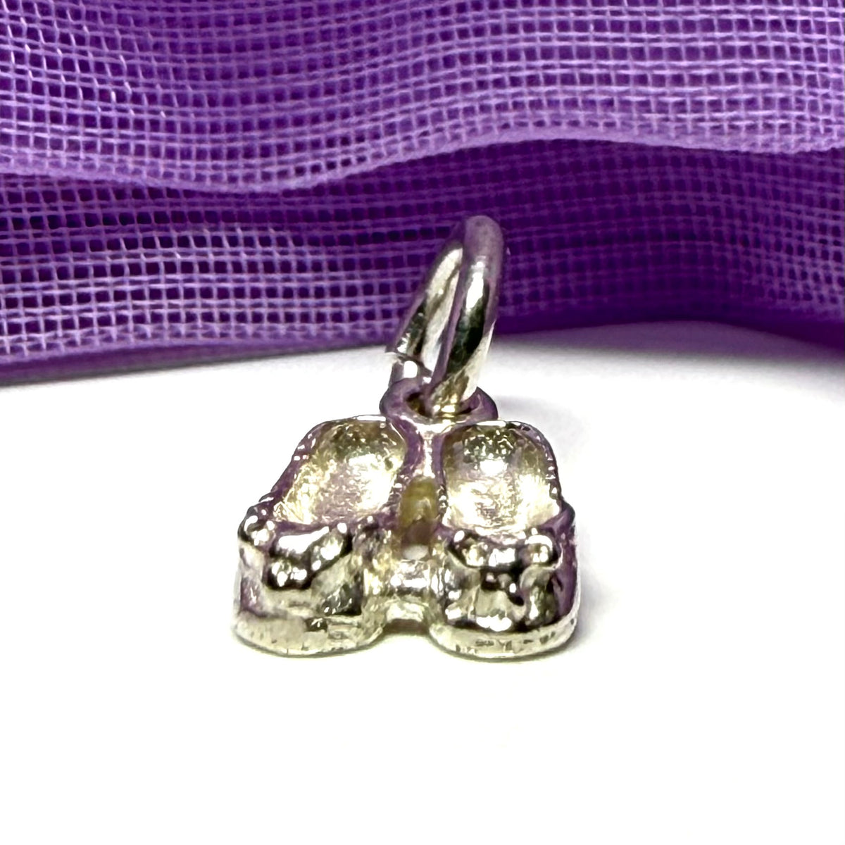 Small ballet slippers charm solid sterling silver ballerina slippers