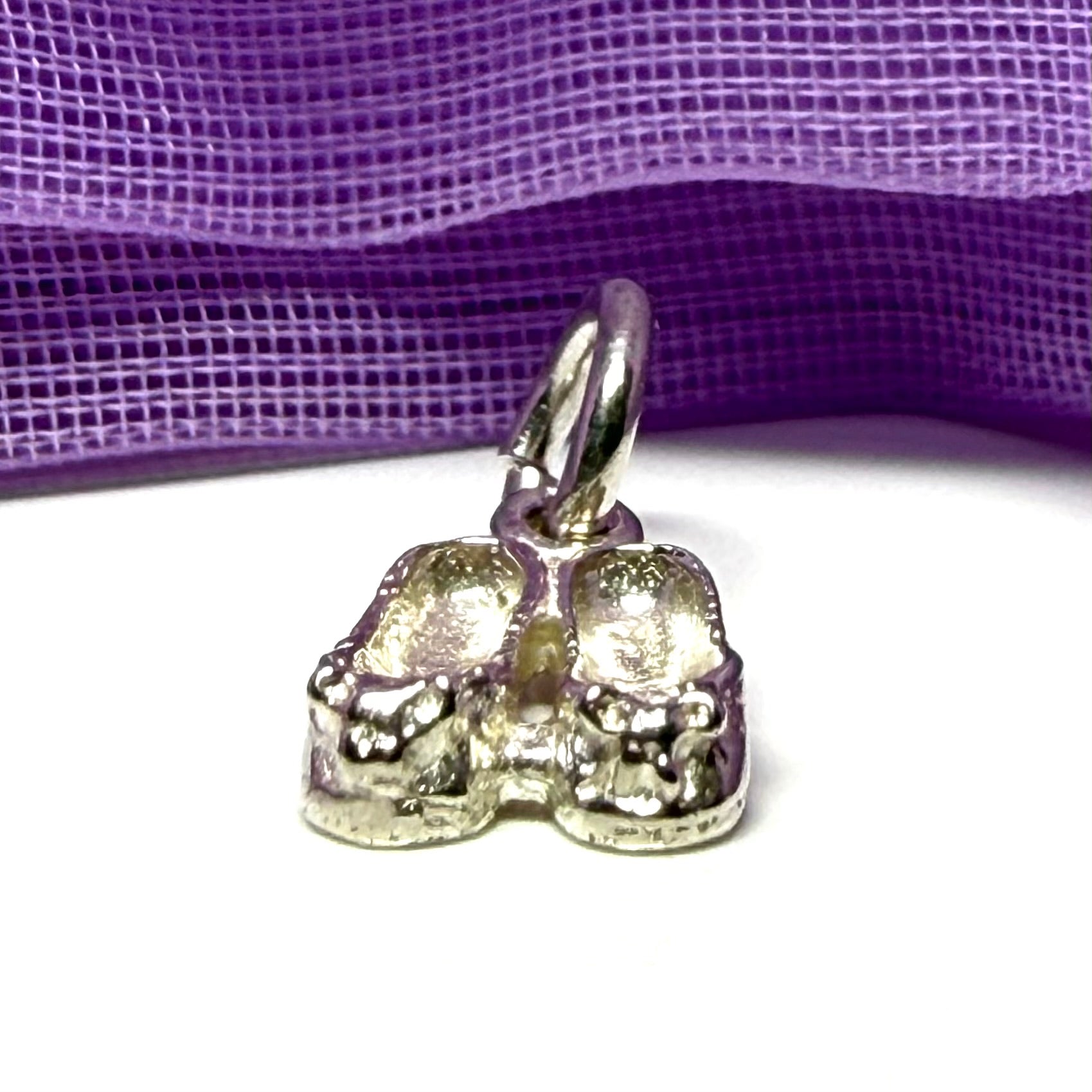 Small ballet slippers charm solid sterling silver ballerina slippers
