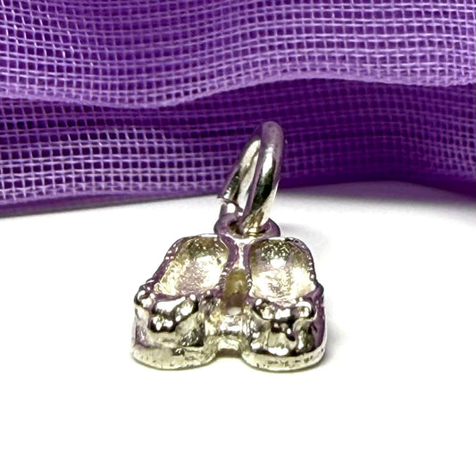 Small ballet slippers charm solid sterling silver ballerina slippers