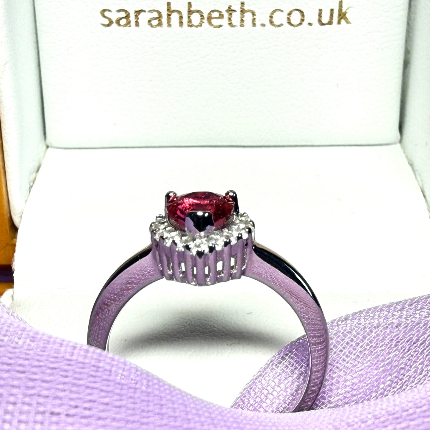 Small bright red and white cubic zirconia heart shaped cluster dress cocktail ring