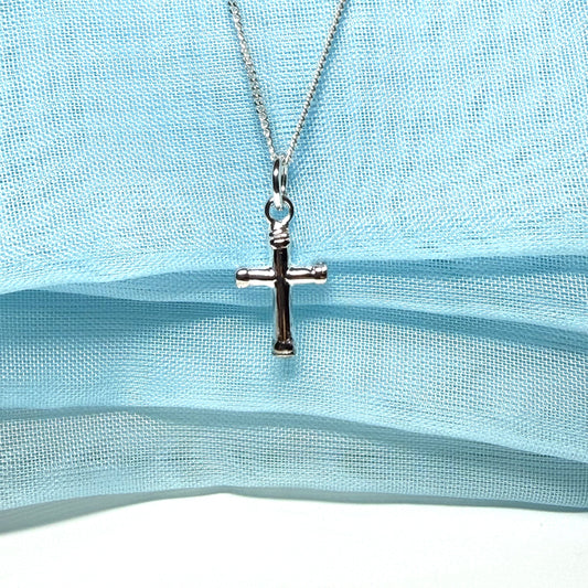 Small patterned cross necklace sterling silver cross including chain