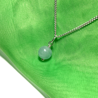 Small jade pendant necklace round ball shaped green