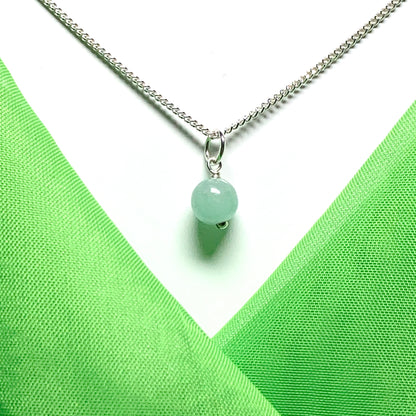 Small jade pendant necklace round ball shaped green