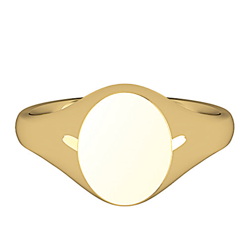 Small oval signet ring solid heavy yellow gold unisex