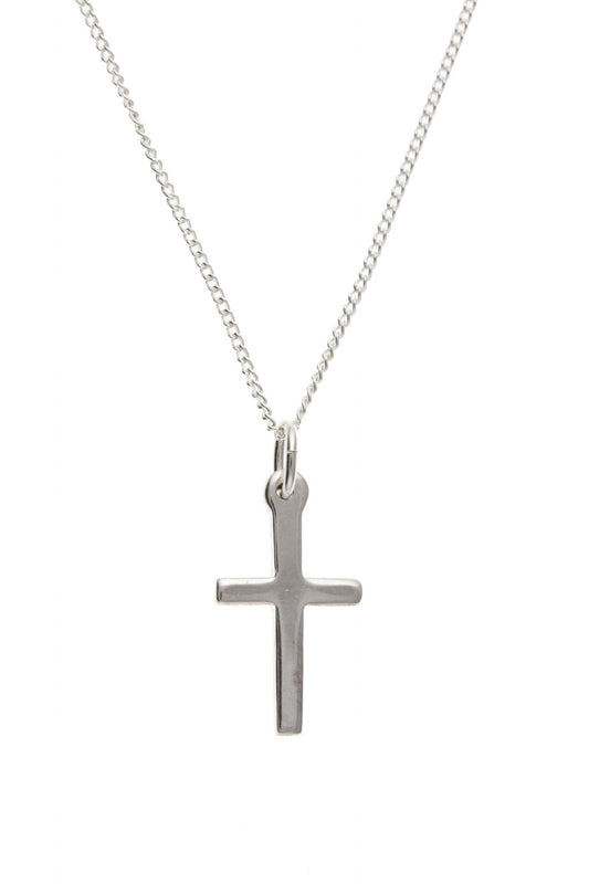 Small plain cross sterling silver necklace