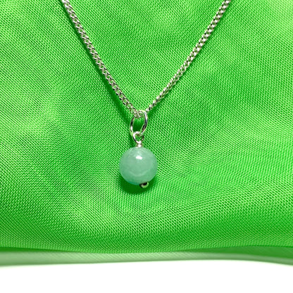 Small jade pendant necklace round ball shaped green