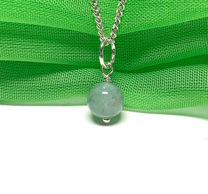 Small round real green jade necklace ball shaped pendant