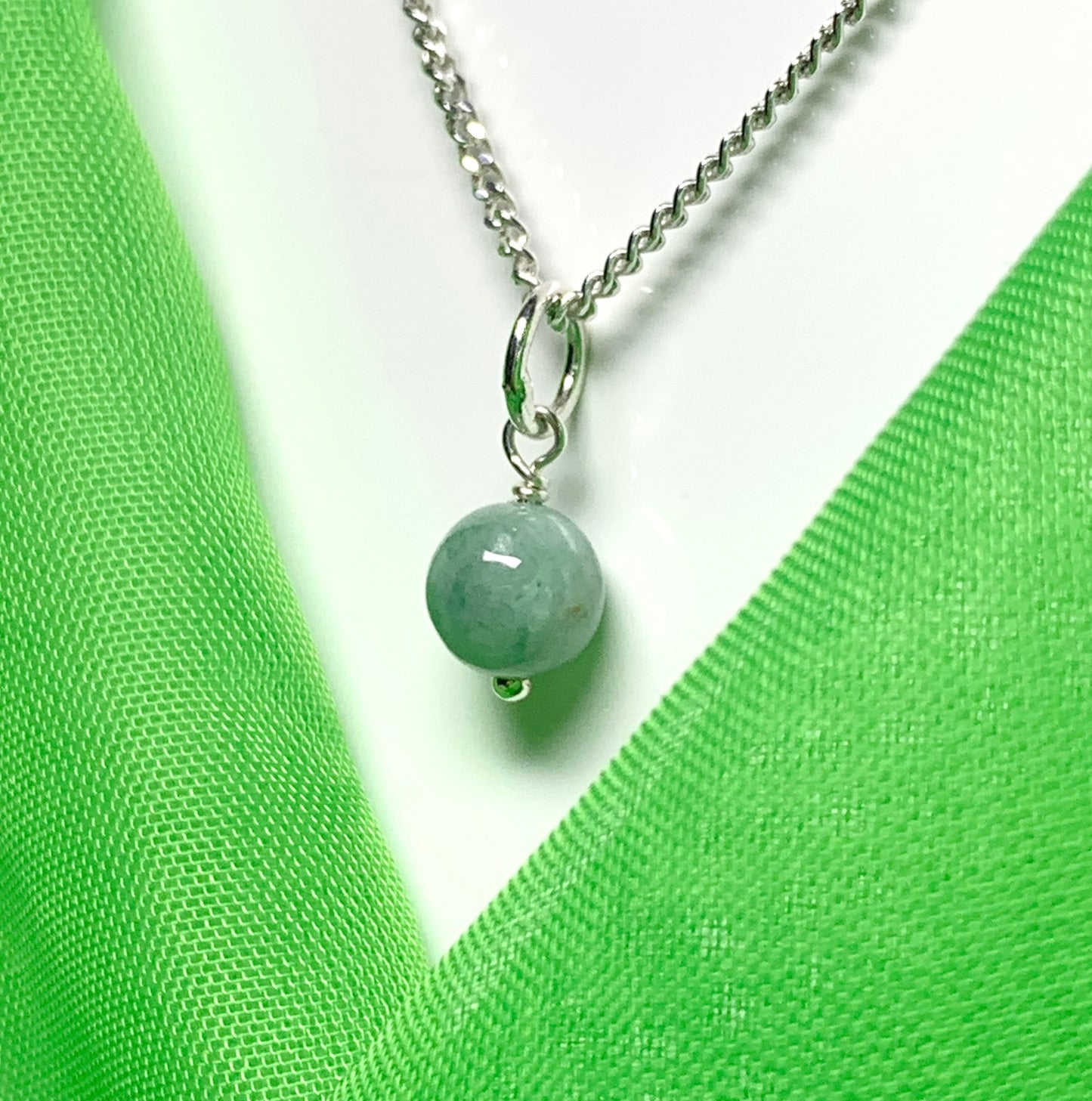 Small round real green jade necklace ball shaped pendant