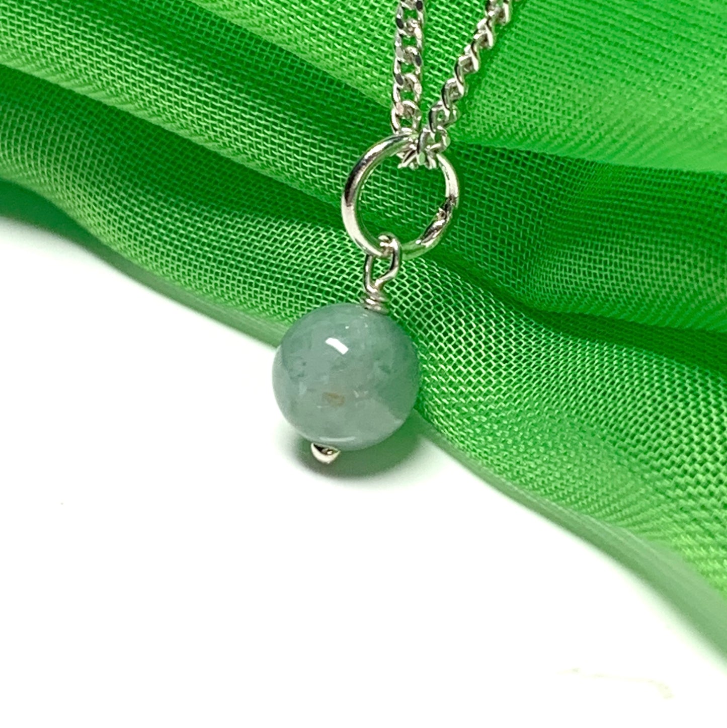 Small round real green jade necklace ball shaped pendant