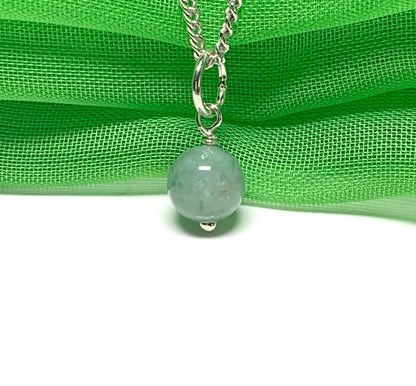 Small round real green jade necklace ball shaped pendant