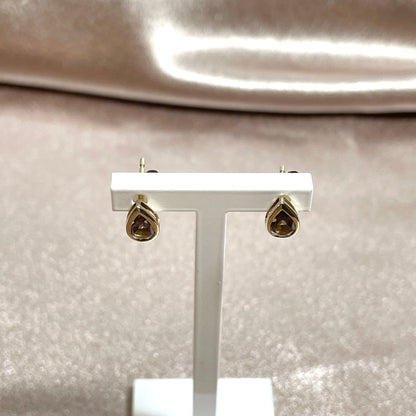 Smoky Quartz Yellow Gold Teardrop Stud Earrings