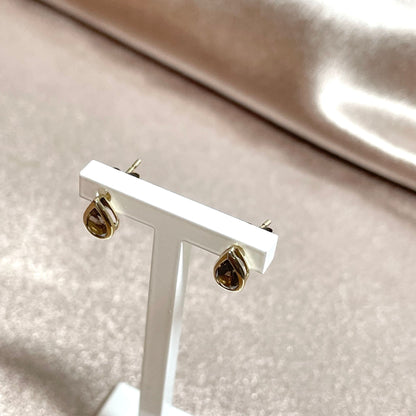 Smoky Quartz Yellow Gold Teardrop Stud Earrings