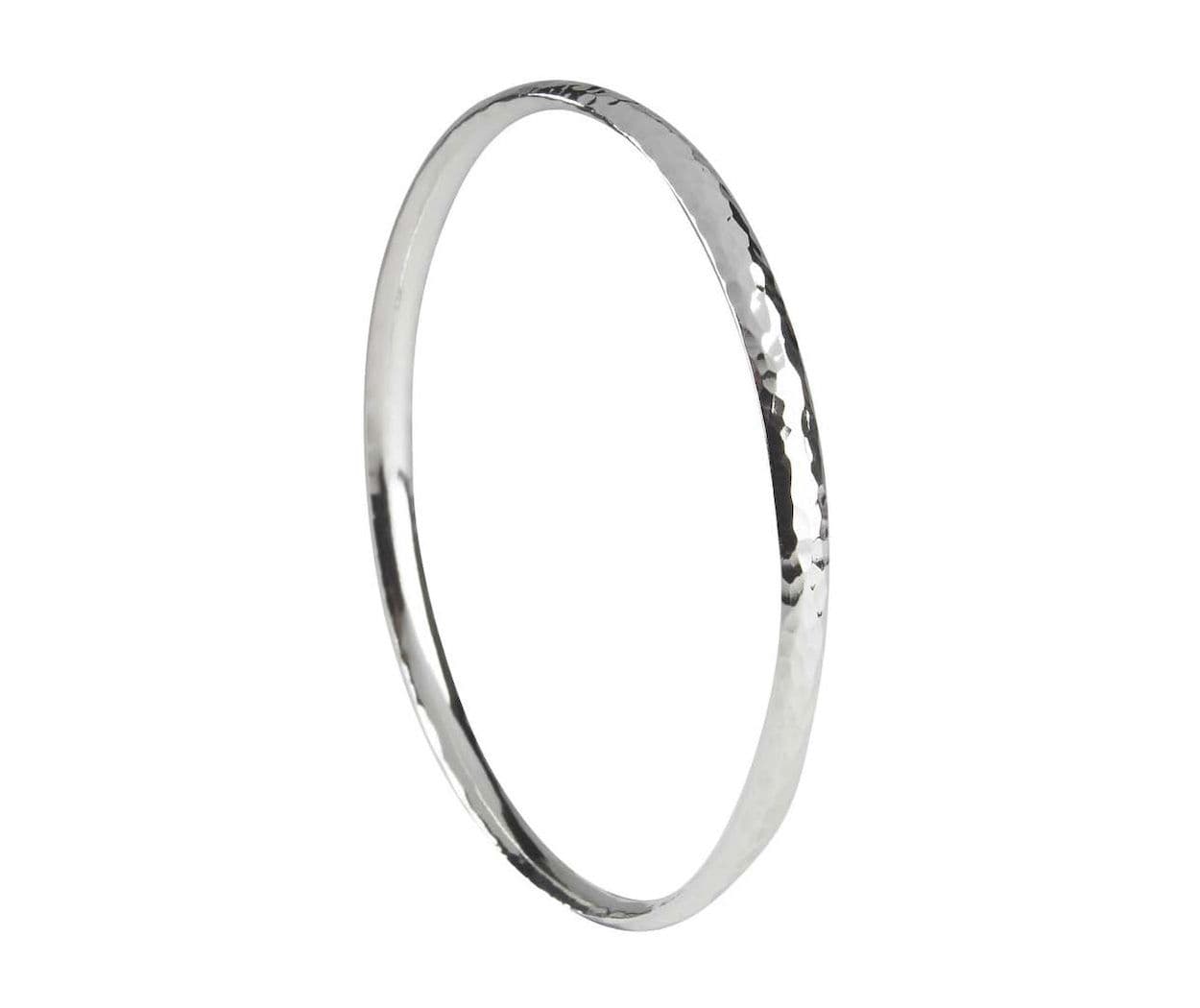 Solid Heavyweight Hammered Sterling Silver Round Bangle