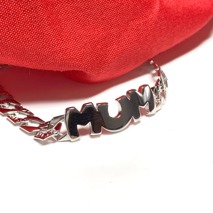 Solid Sterling Silver Mum Curb Bracelet