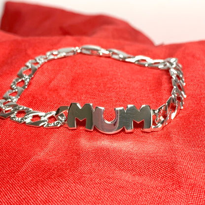 Solid Sterling Silver Mum Curb Bracelet