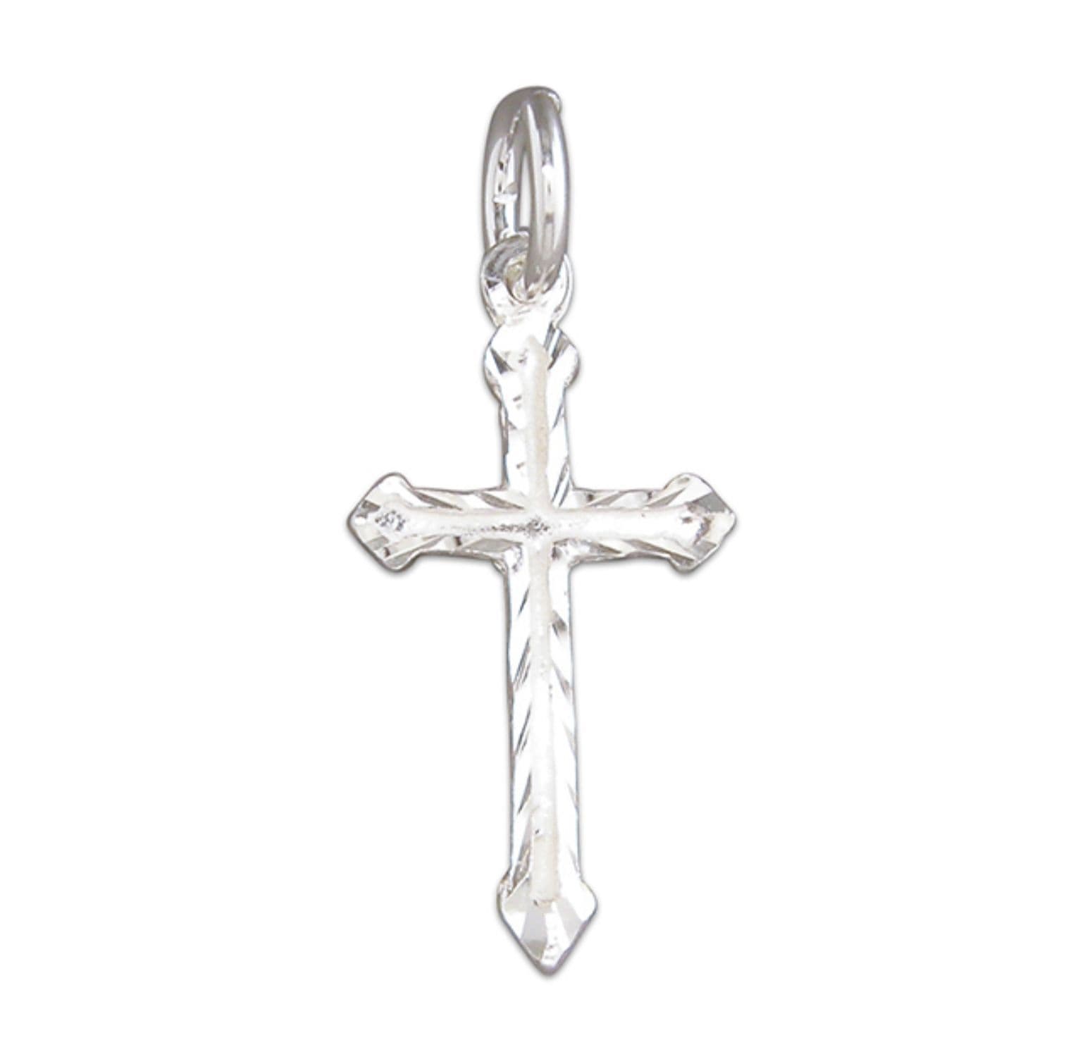 Solid Sterling Silver Cross Diamond Cut Pattern Including Chain