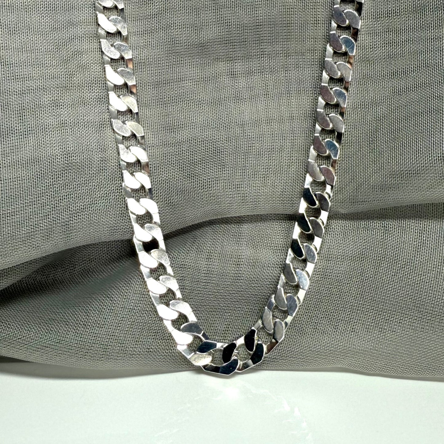 Solid Heavy Men's Sterling Silver Curb Necklace Chain