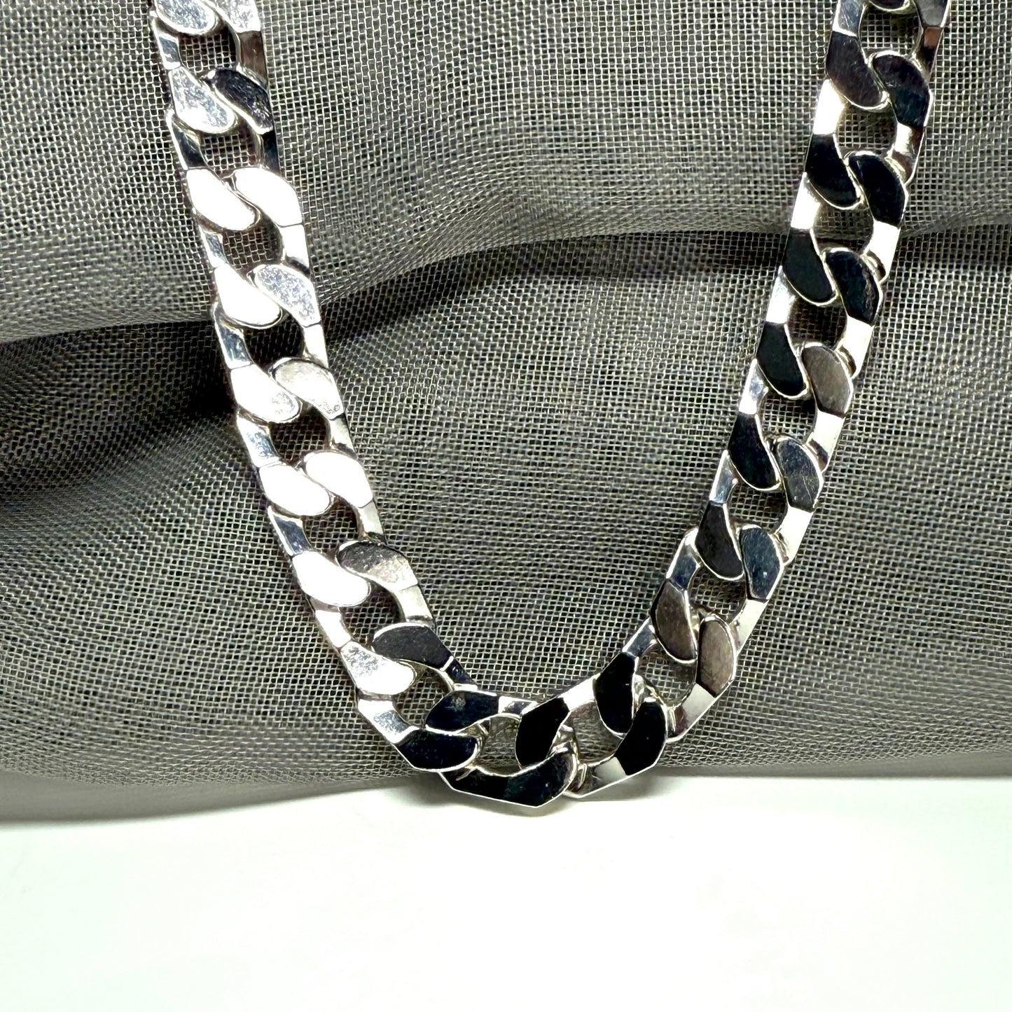 Solid Heavy Men's Sterling Silver Curb Necklace Chain