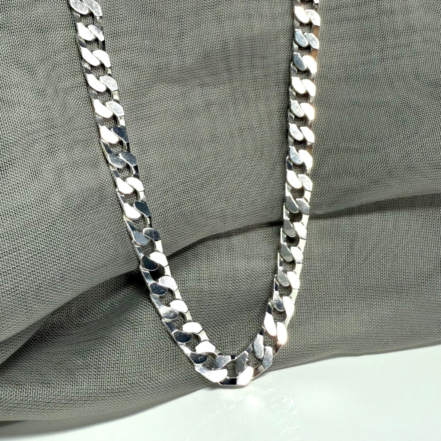Solid Heavy Men's Sterling Silver Curb Necklace Chain