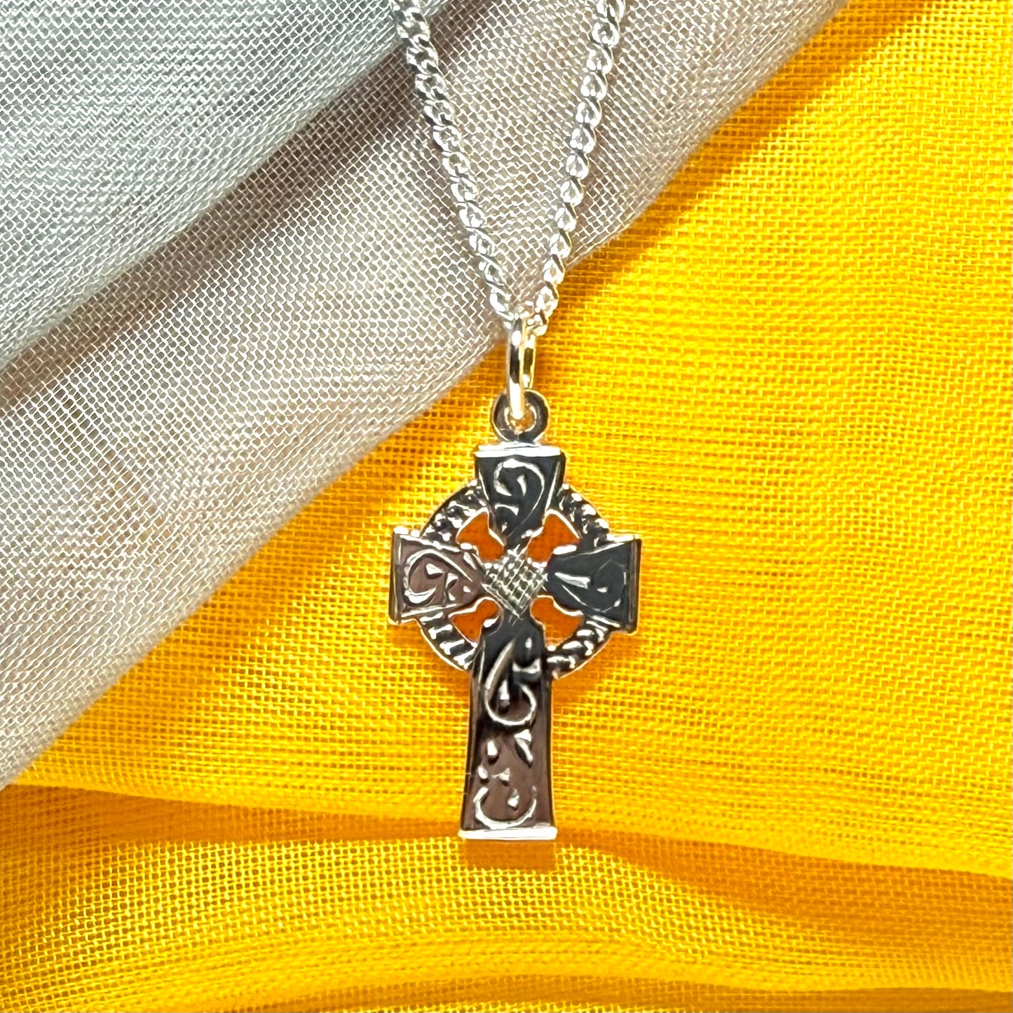 Solid Sterling Silver Celtic Cross Including Chain