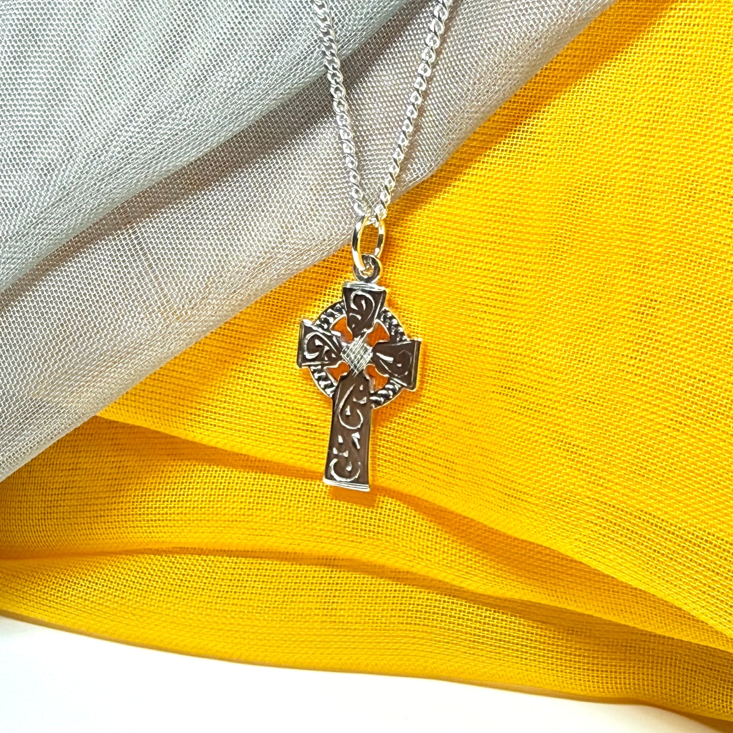 Solid Sterling Silver Celtic Cross Including Chain