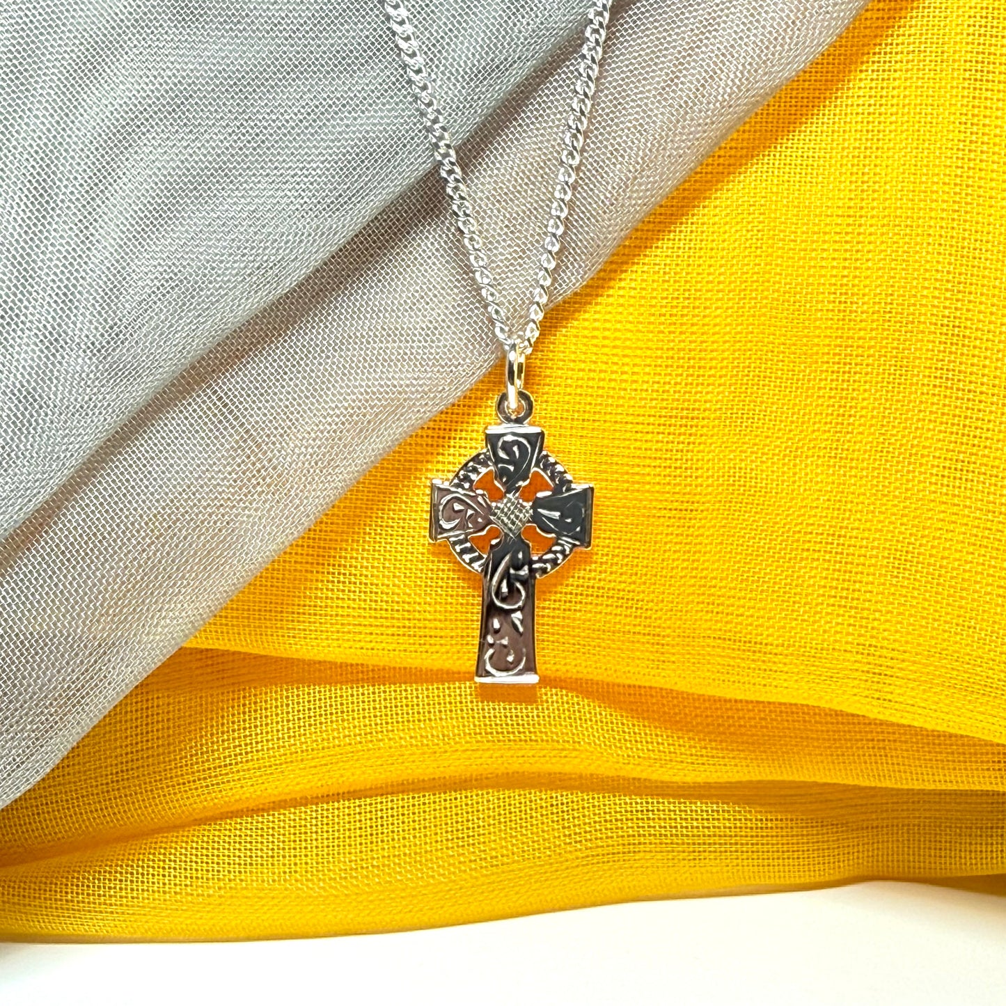 Solid Sterling Silver Celtic Cross With Chain