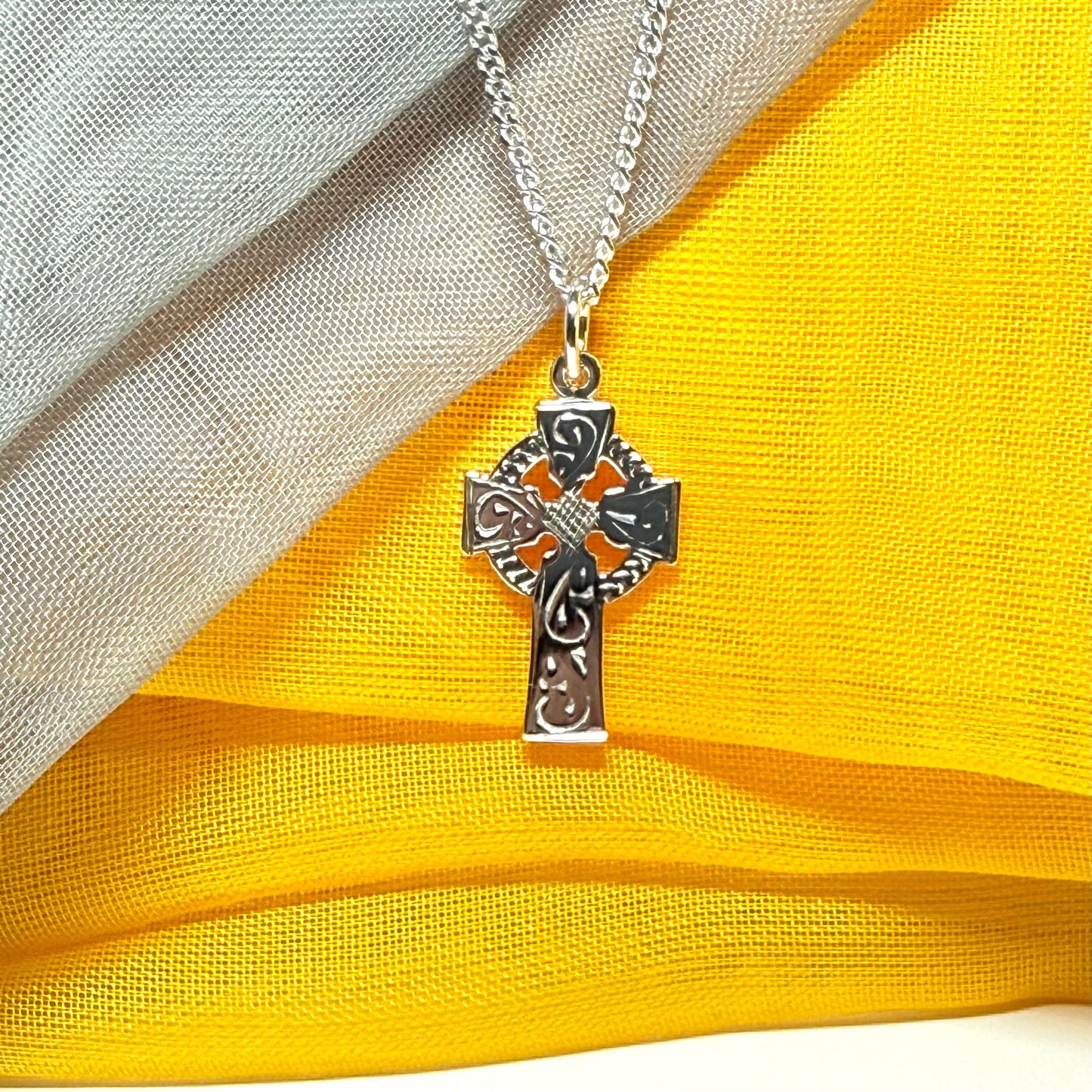 Solid Sterling Silver Celtic Cross Including Chain