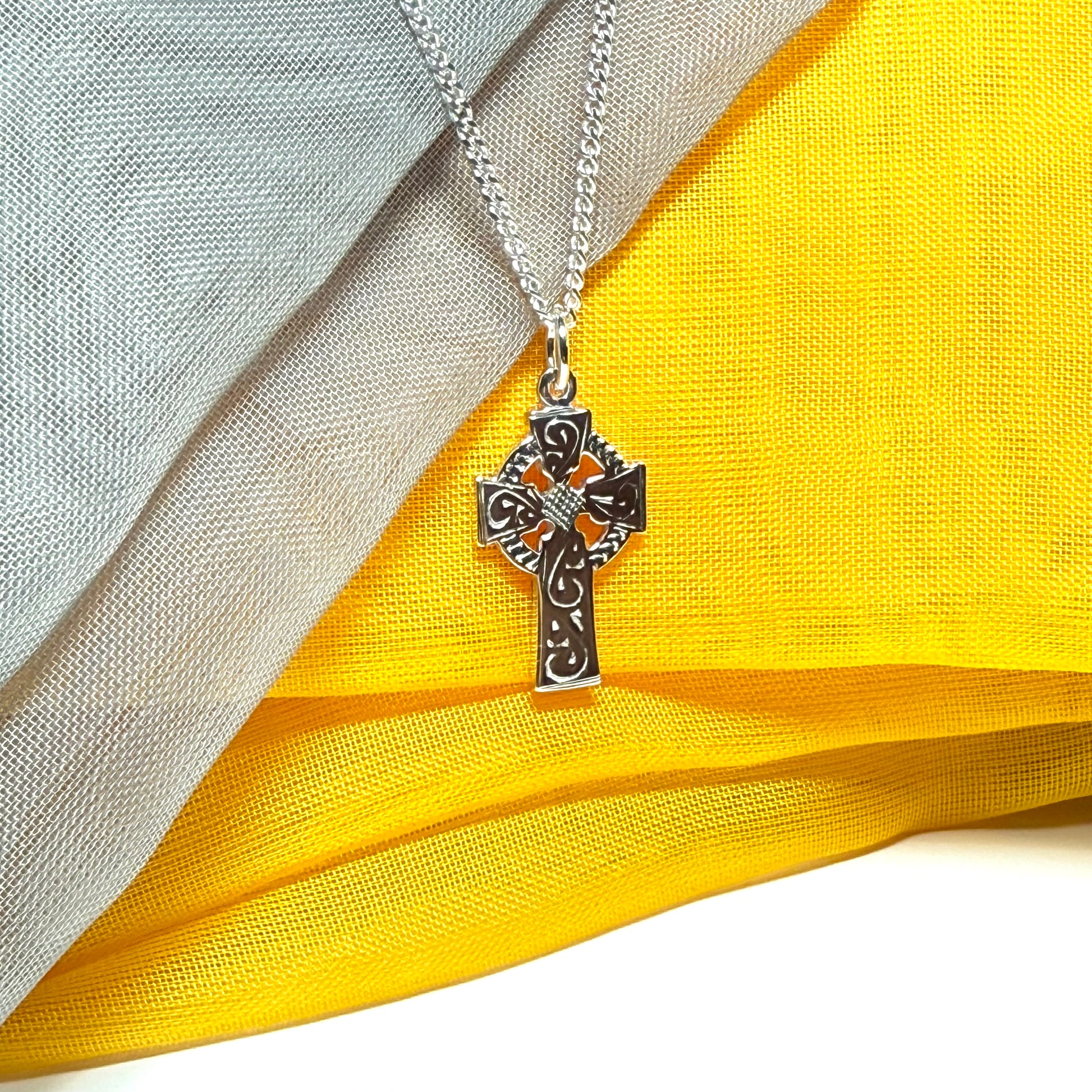 Solid Sterling Silver Celtic Cross With Chain