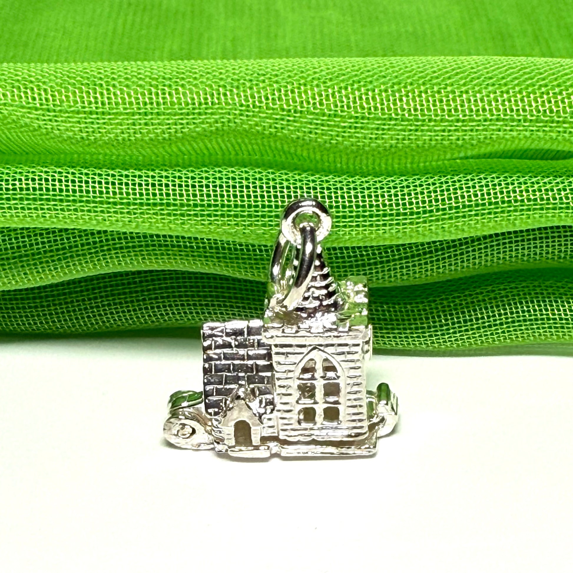 Sterling Silver Church Solid Charm