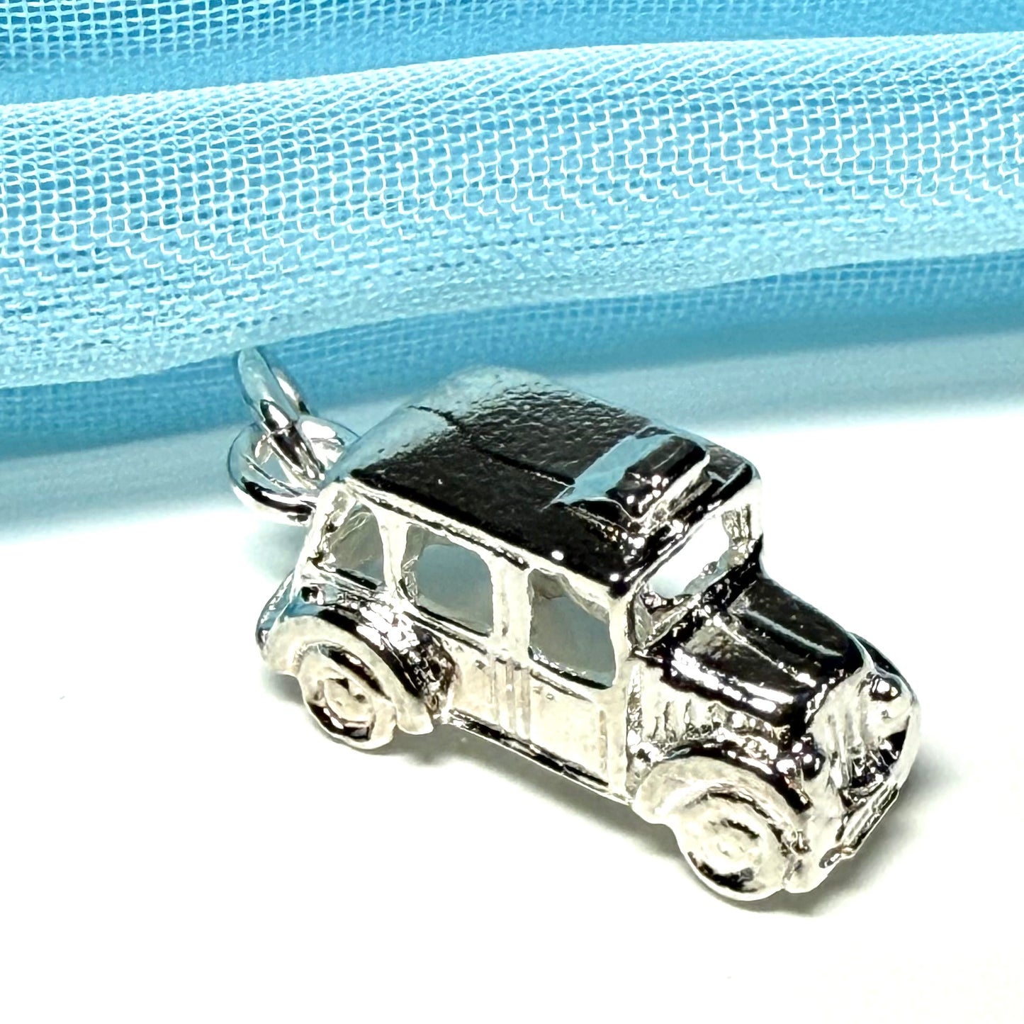 Sterling Silver London Taxi Solid Charm