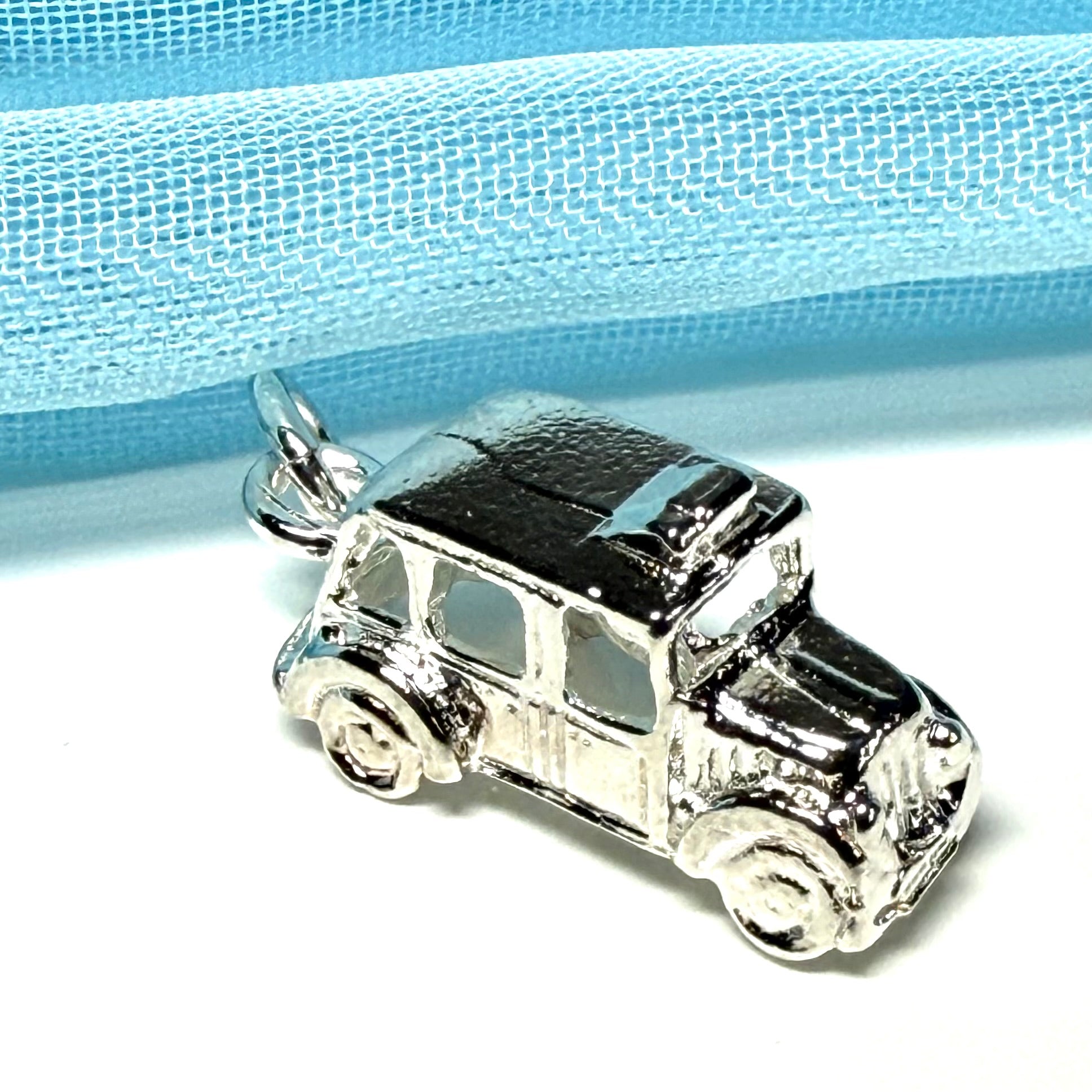 Sterling Silver London Taxi Solid Charm