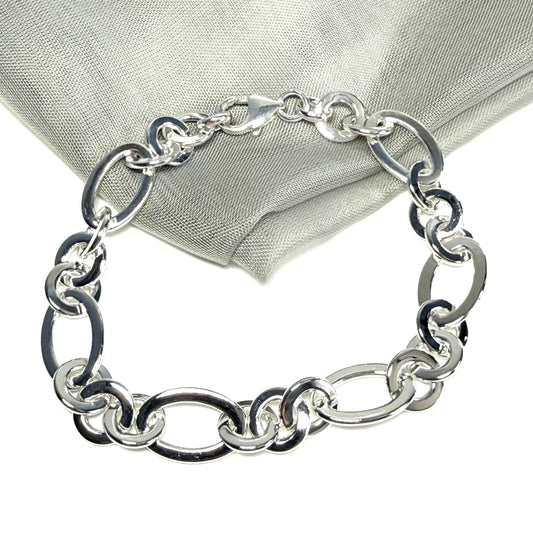 Solid link sterling silver open designed bracelet