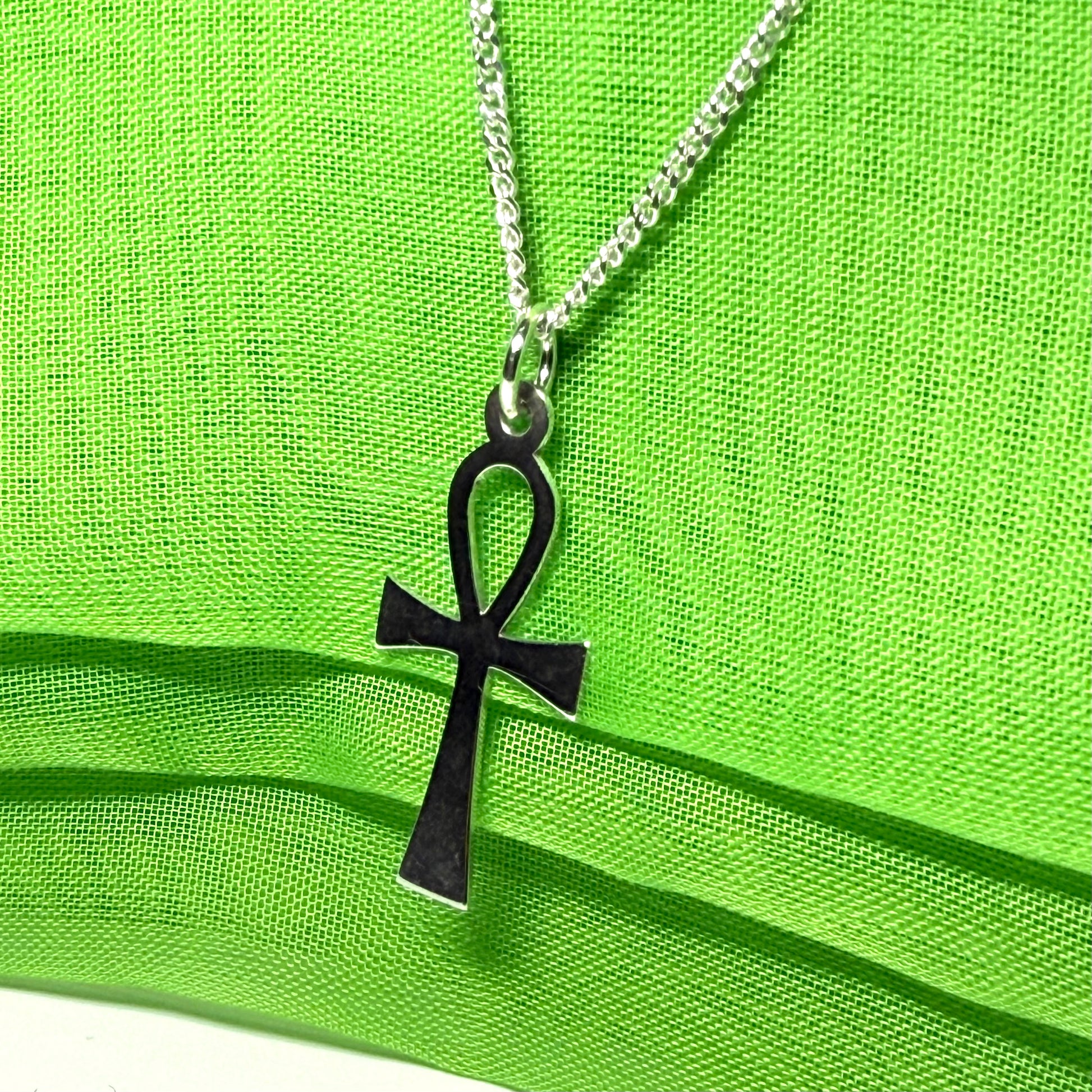 Solid sterling silver Ankh cross including a solid chain