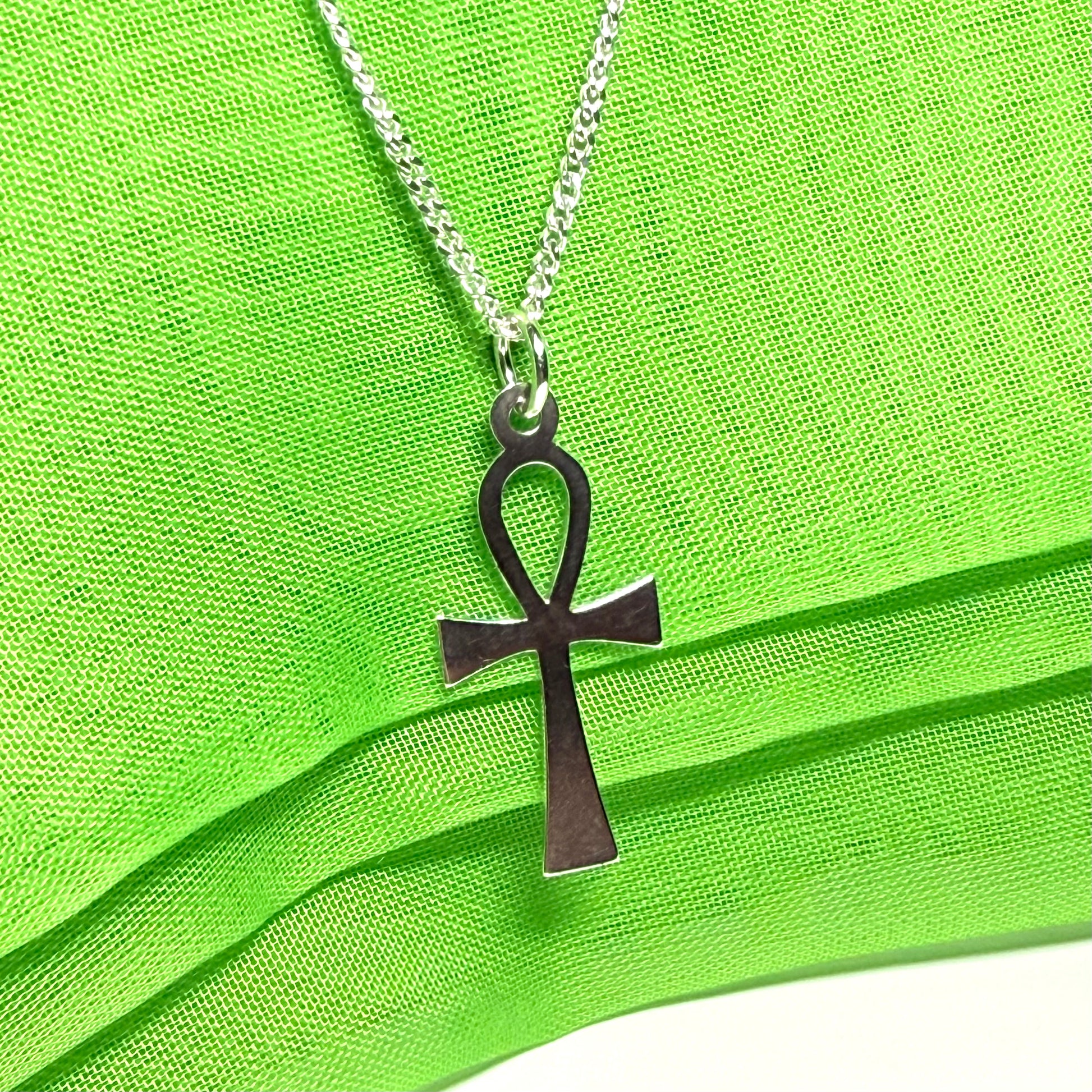 Solid sterling silver Ankh cross including a solid chain