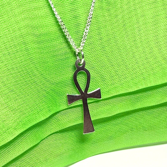 Solid sterling silver Ankh cross including a solid chain