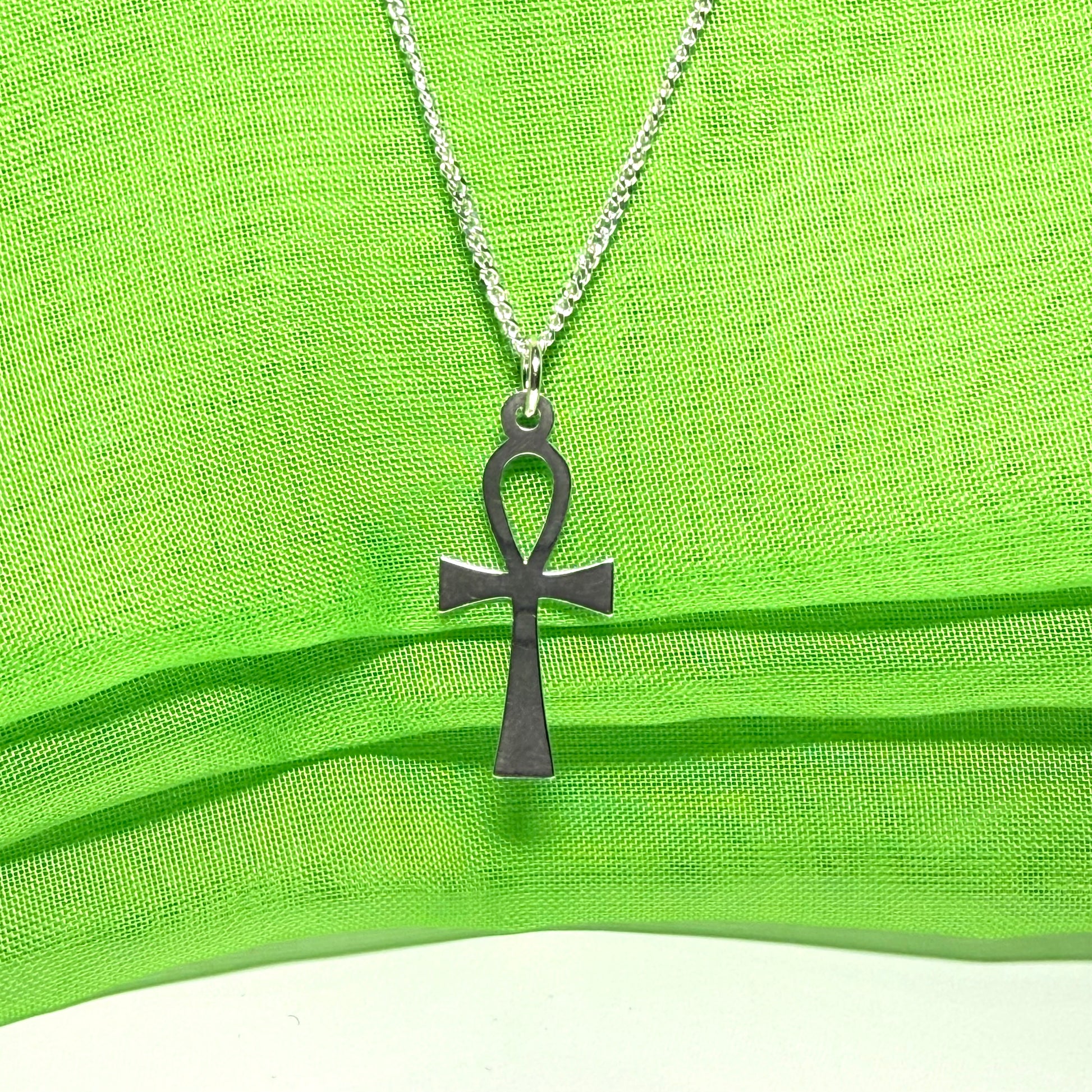 Solid sterling silver Ankh cross including a solid chain