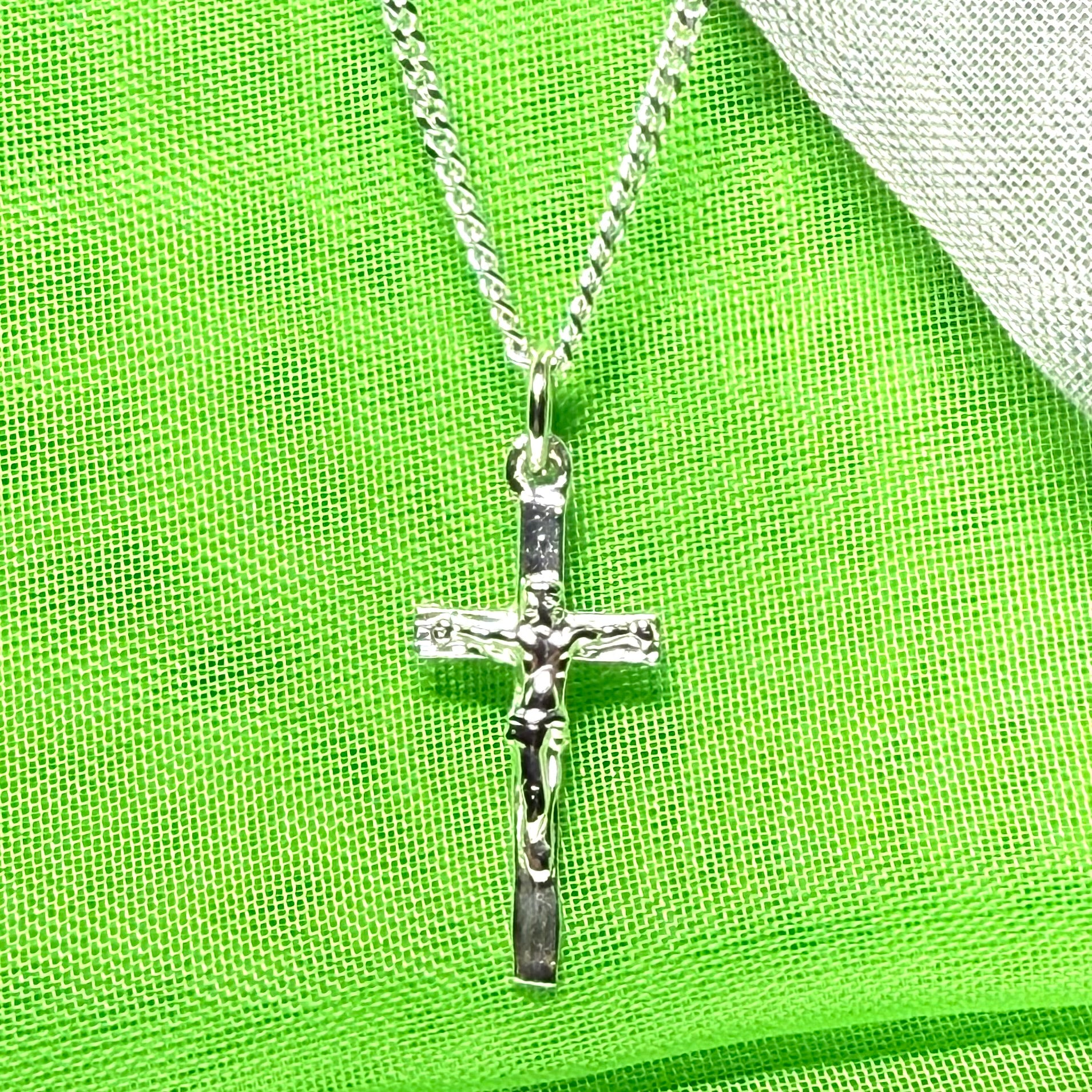 Solid sterling silver crucifix cross necklace