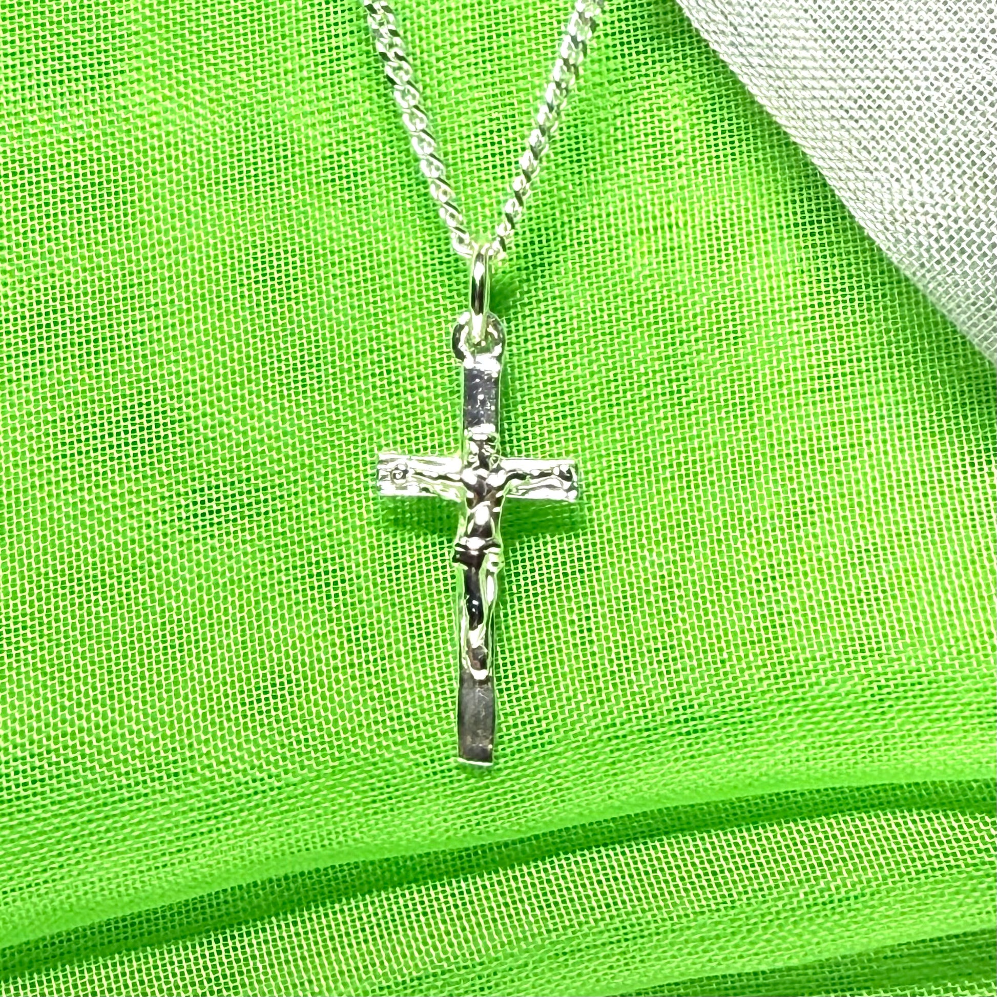 Solid sterling silver crucifix cross necklace with chain