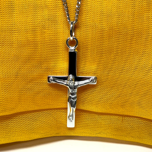 Solid sterling silver crucifix cross necklace with a chain included