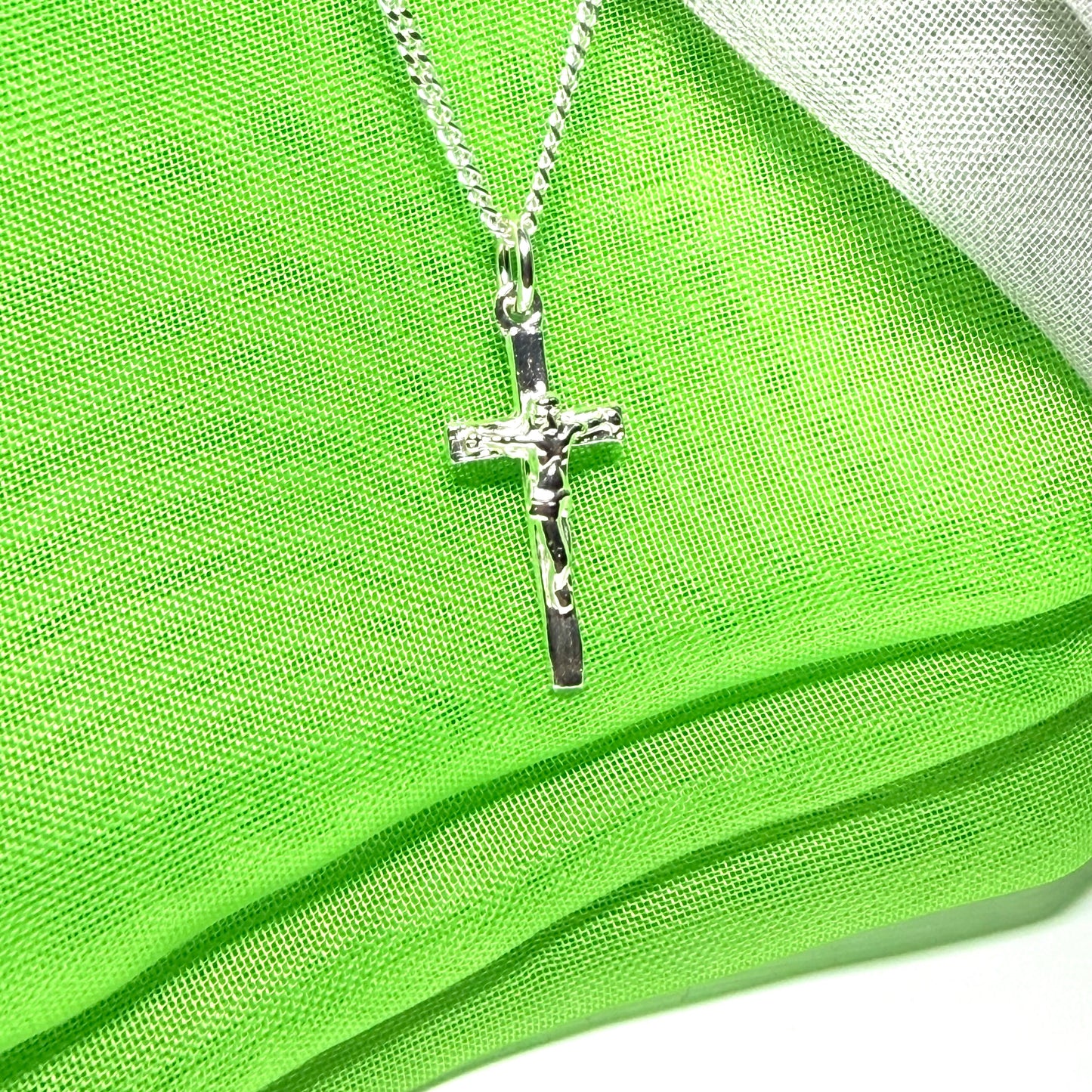 Solid sterling silver crucifix cross necklace