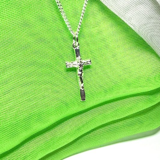 Solid sterling silver crucifix cross necklace