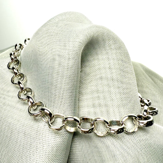 Sterling silver patterned round belcher bracelet