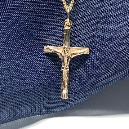 Solid yellow gold crucifix cross necklace pendant