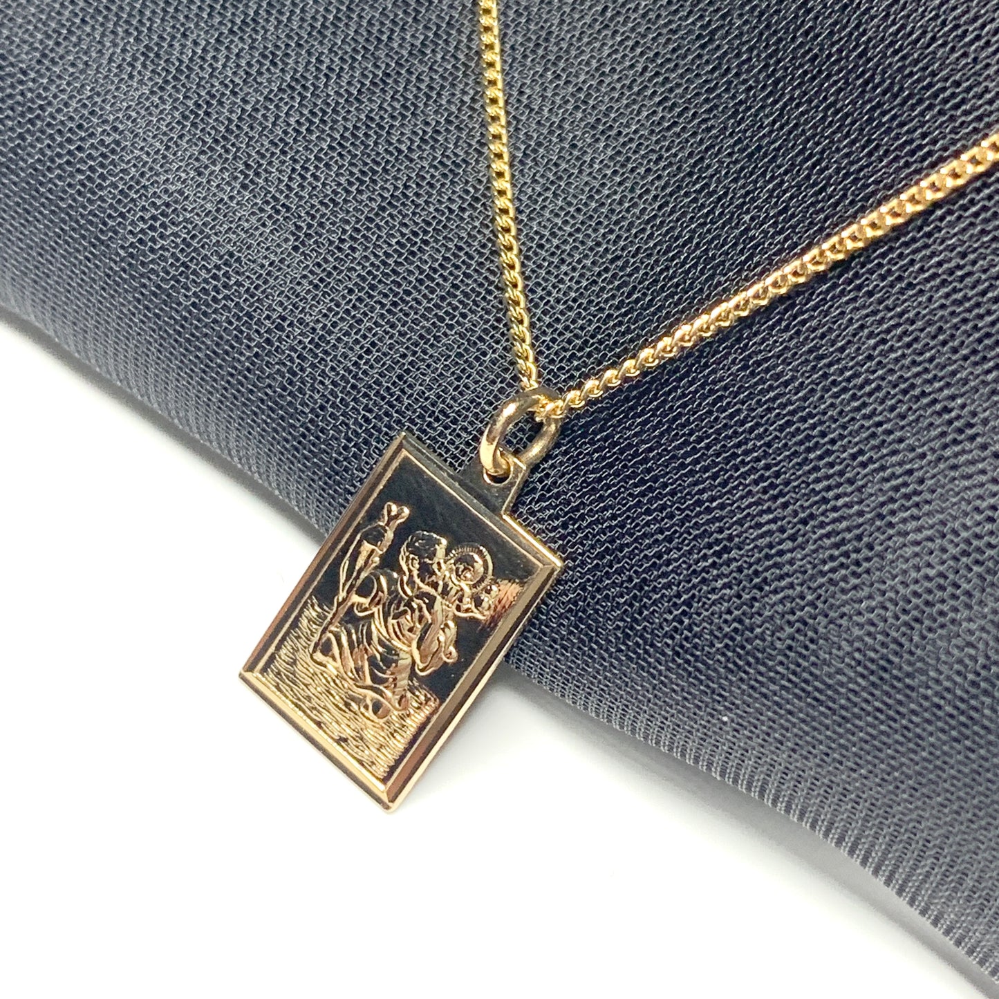 Solid square rectangle St. Christopher yellow gold